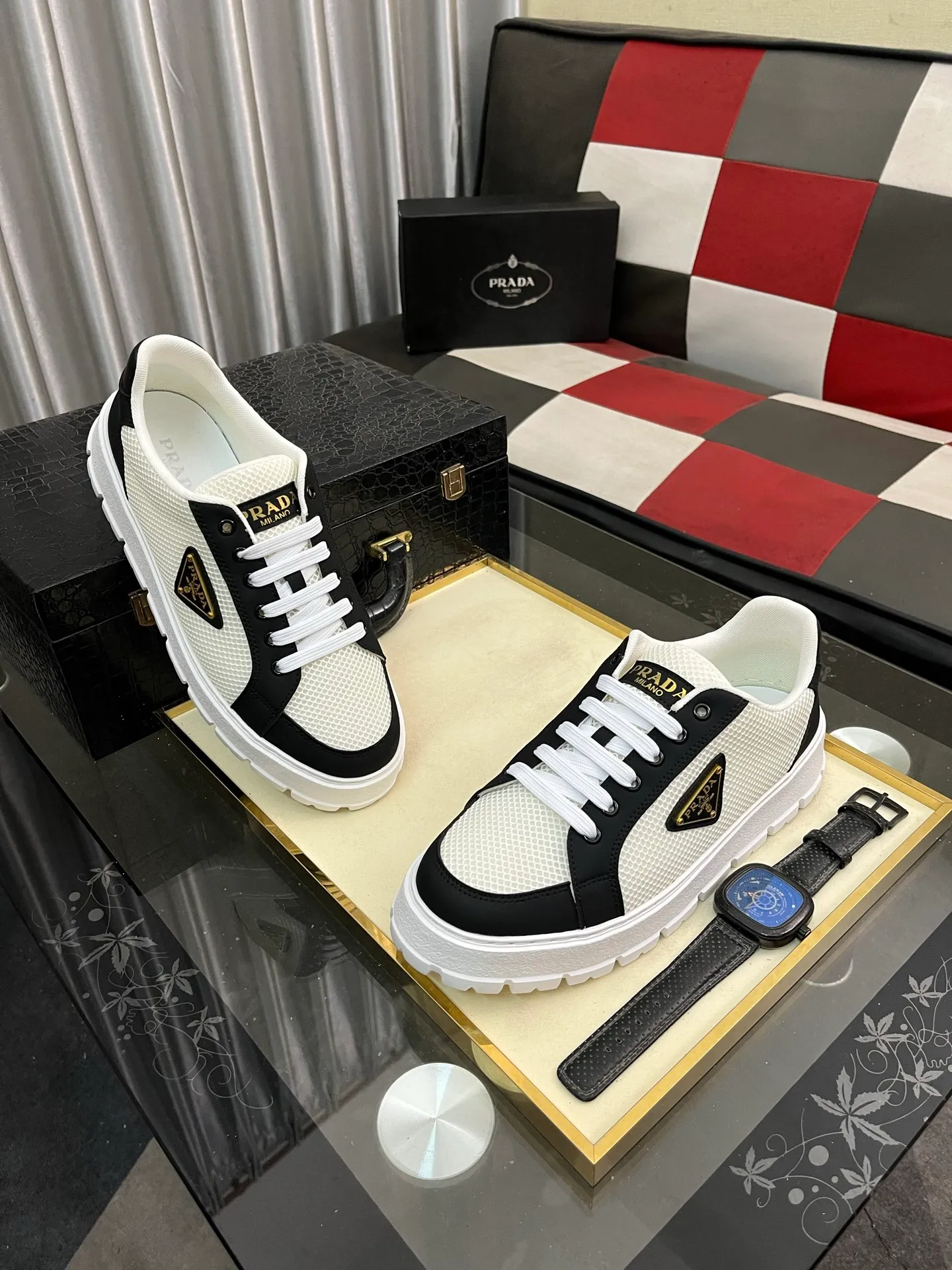 Men's Men's Shoes💰440⌚️⌚️《PRADA*》The latest and most popular casual shoes, top brand [seduce] luxury~purchasing agent, top~quality. [Strong] The upper is made of imported breathable special materials ➕ breathable feet (•) with fine workmanship. Original stylish and stylish soft rubber wear-resistant outsole, light and comfortable on the foot, size: 38-445️⃣colors available